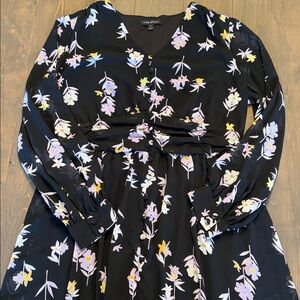 Lane Bryant EUC Fit & Flare Floral Long Sleeve Midi Dress 14